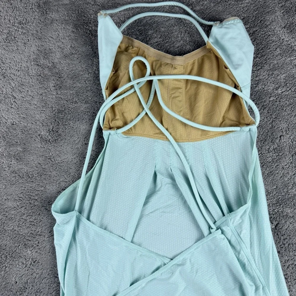 Lululemon Flow‎ And Go Tank Top Womens 8 Turquoise Orange Open Strappy Back